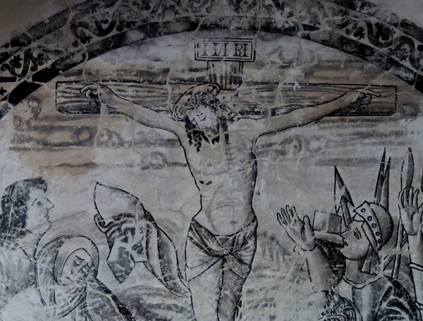 Crucifixion, detail - Cloister grisaille murals