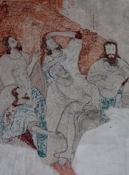 Nave mural, Pentacost, detail - San Martín, nave, cloister & convento