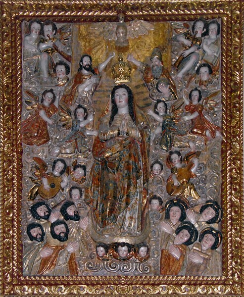 La Asunción, extant high altar relief, Assumption of Mary - Milpa Alta