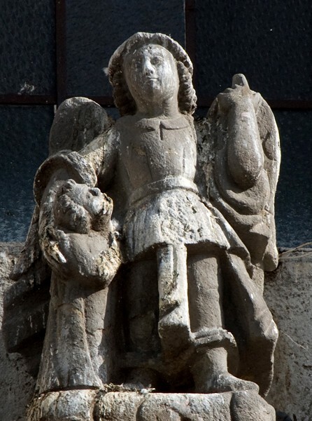 Façade, main portal, cornice sculpture, Holy Angel of Analco - Santo Angel de Analco