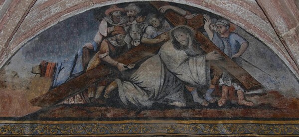 Santiago, lower cloister ambulatory, SW testera, Via Crucis - Copándaro, Michoacán