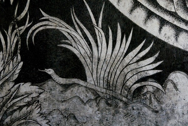 El Divino Señor, lower cloister walk mural, serpent - El Divino Señor, lower cloister ambulatory murals