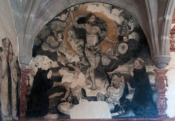 El Divino Señor, upper cloister walk testera mura, Resurrection - El Divino Señor, upper cloister ambulatory & stairwell murals