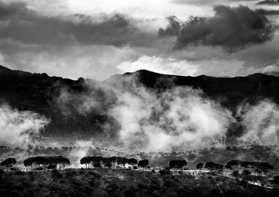 Misty landscape image in Ronda