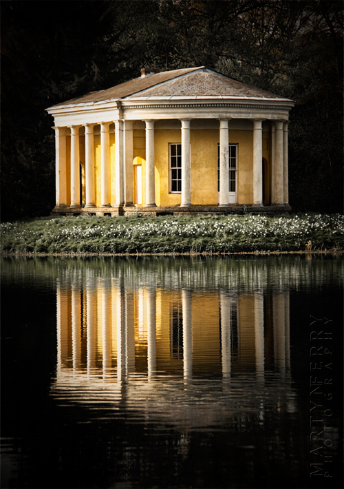 Image of the Temple of Music and reflection