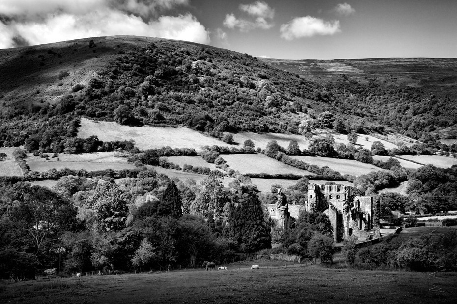 Llanthony Priory nestled in beautiful the landscape