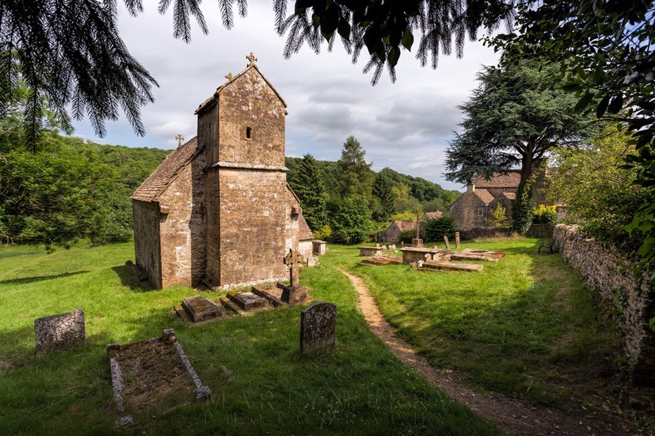 Historic Saxon church at Duntisbourne Rouse in the Cotswolds