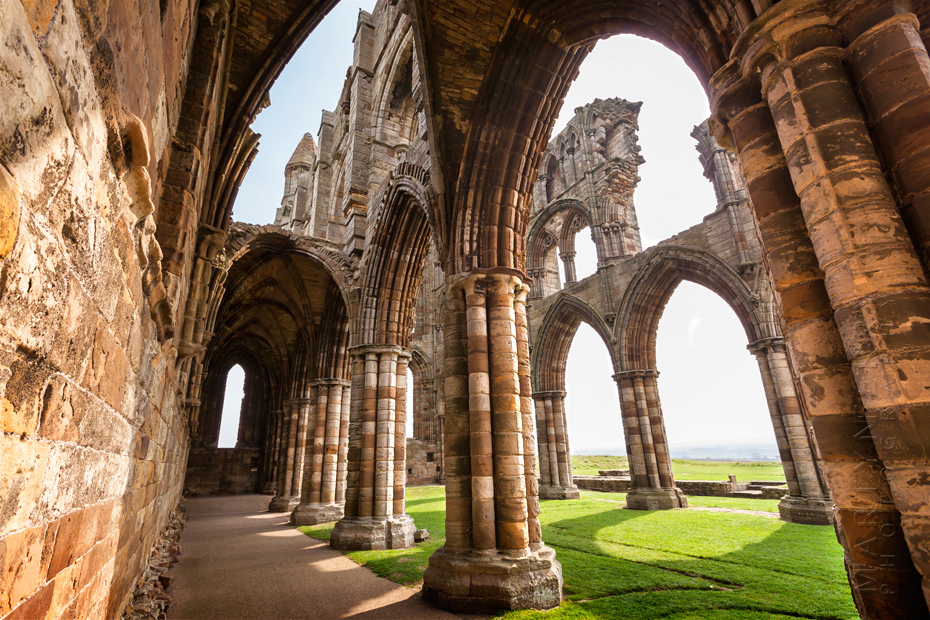 Dramatic interior shot of Whitby Abbey in North Yorkshire