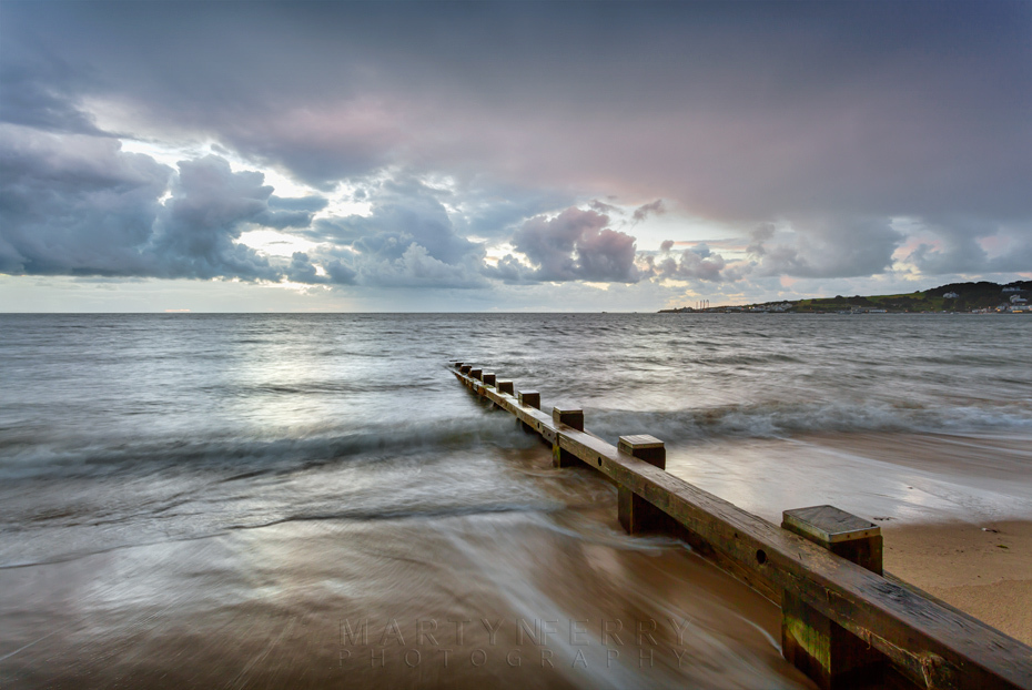Storm clouds over the ocean from Swanage beach