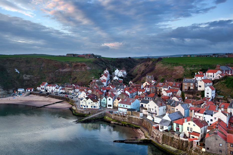Beautiful fishing village of Staithes at sunrise