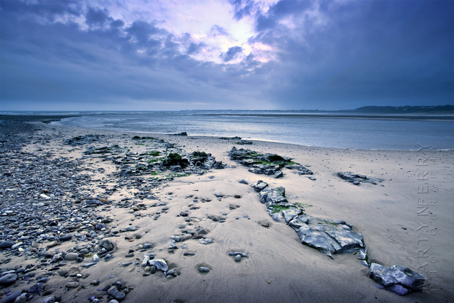 Evening shot of coastal scene at Ogmore by Sea in Wales