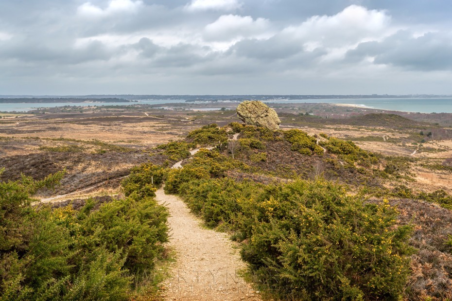 Path towards Agglestone with Studland Bay beyond