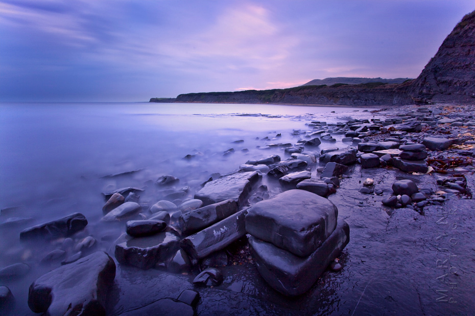 Colourful sunset image of Kimmeridge Bay