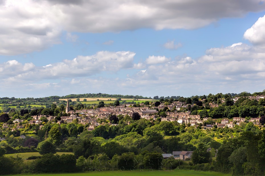 Looking over the Cotswold town of Painswick from a distance