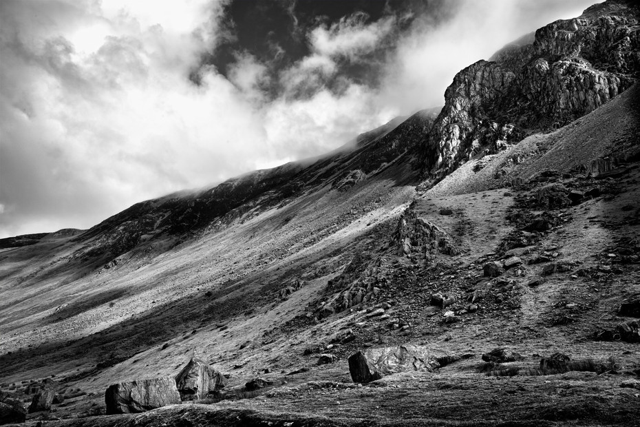 Dramatic black and white landscape