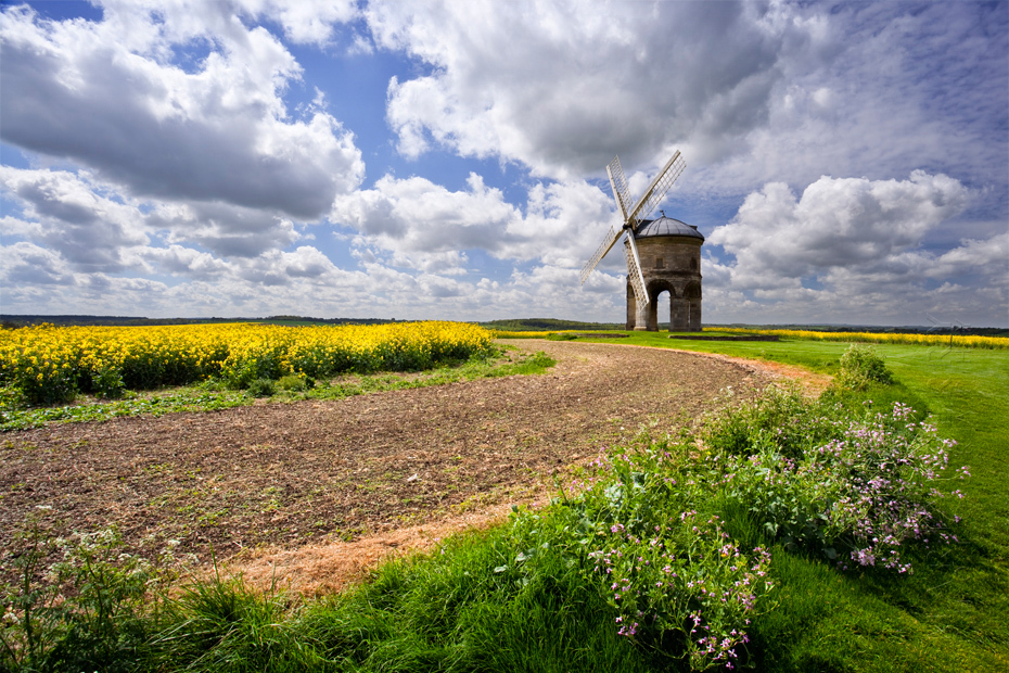 Beautiful sunshine on Chesterton Windmill in Warwickshire