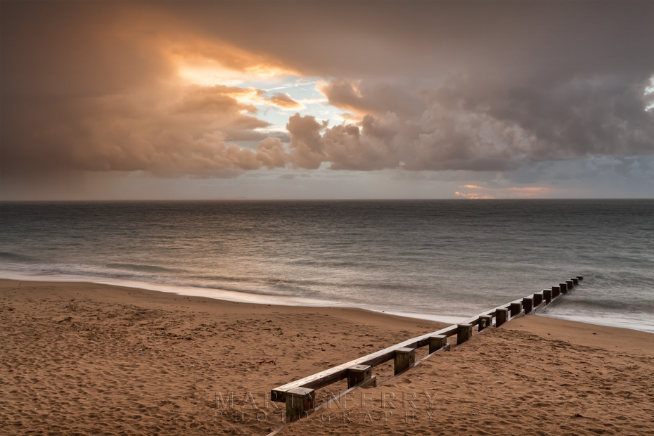 Stormy sunrise over Swanage beach