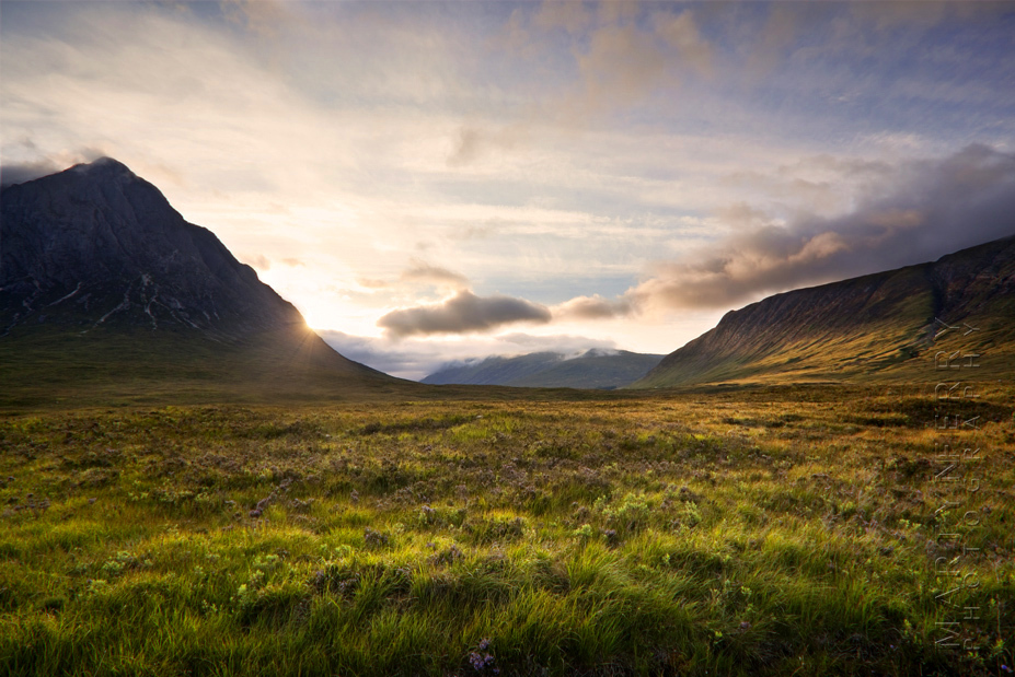 Sunset photograph of  in the Scottish Highlands