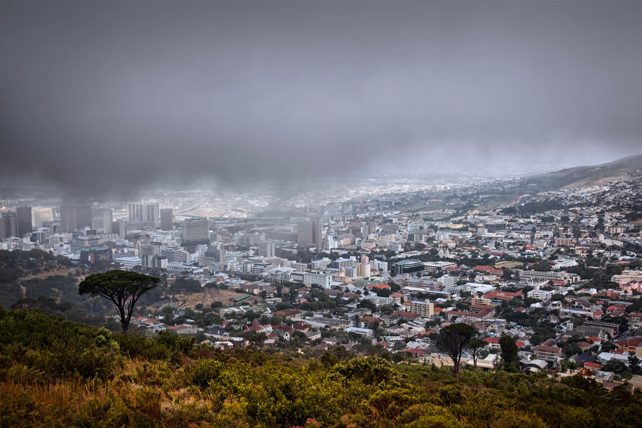 Cape Town in mist from Signal Hill