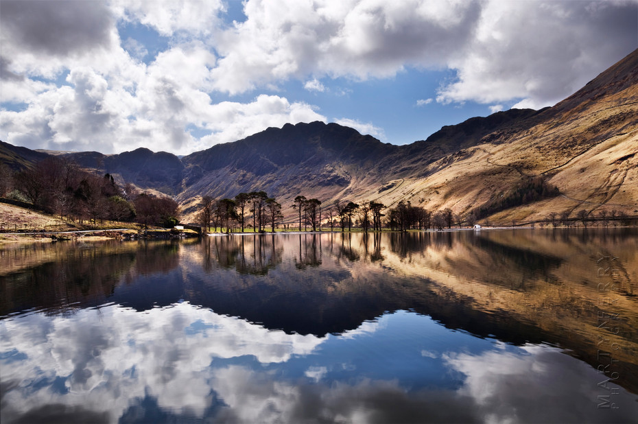Stunning landscape of Buttermere in reflection