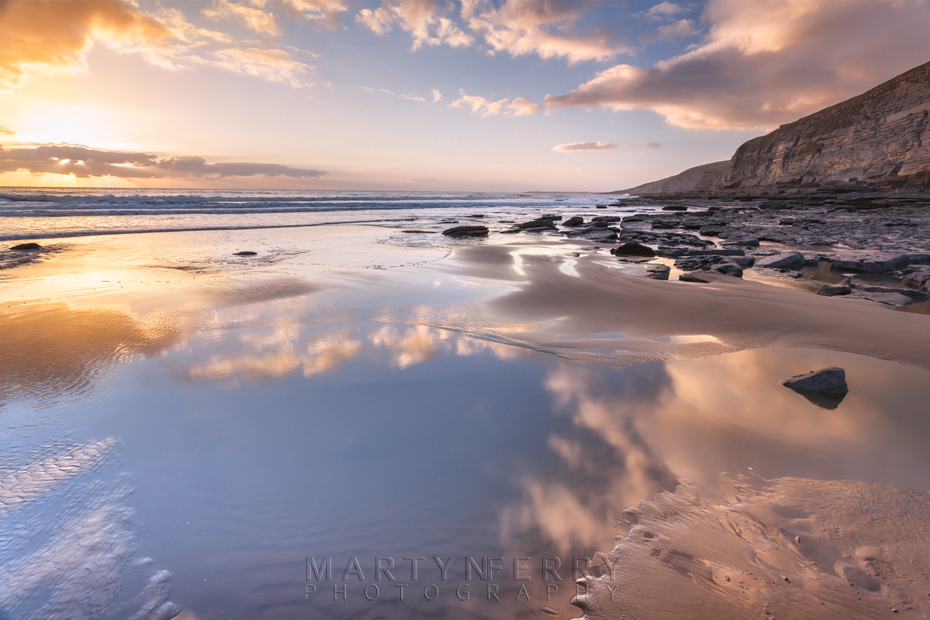 Dunraven Bay reflection at sunset