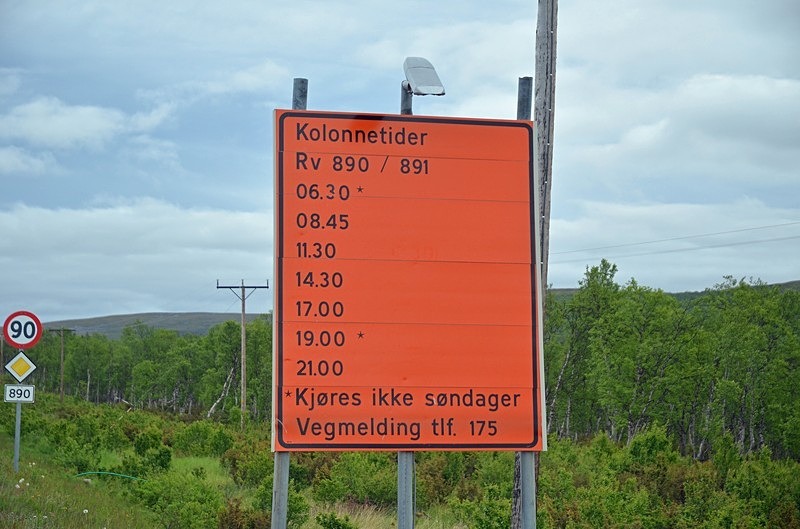 Winter convoy signage, Varanger peninsula, Troms og Finnmark, Norway - North Norway