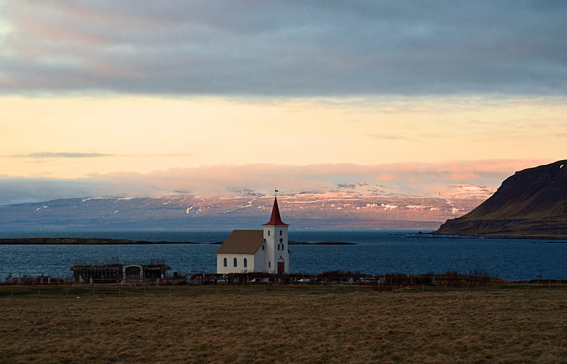 Hrútafjörður and Prestbakki church, Westfjords, Iceland - Westfjords