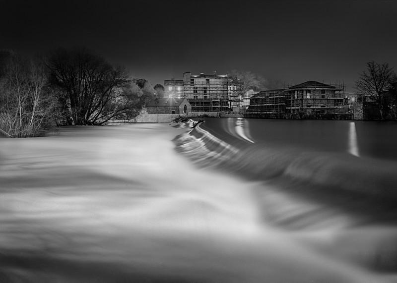 River Wharfe and Weir, Otley - Otley and Ilkley at Night