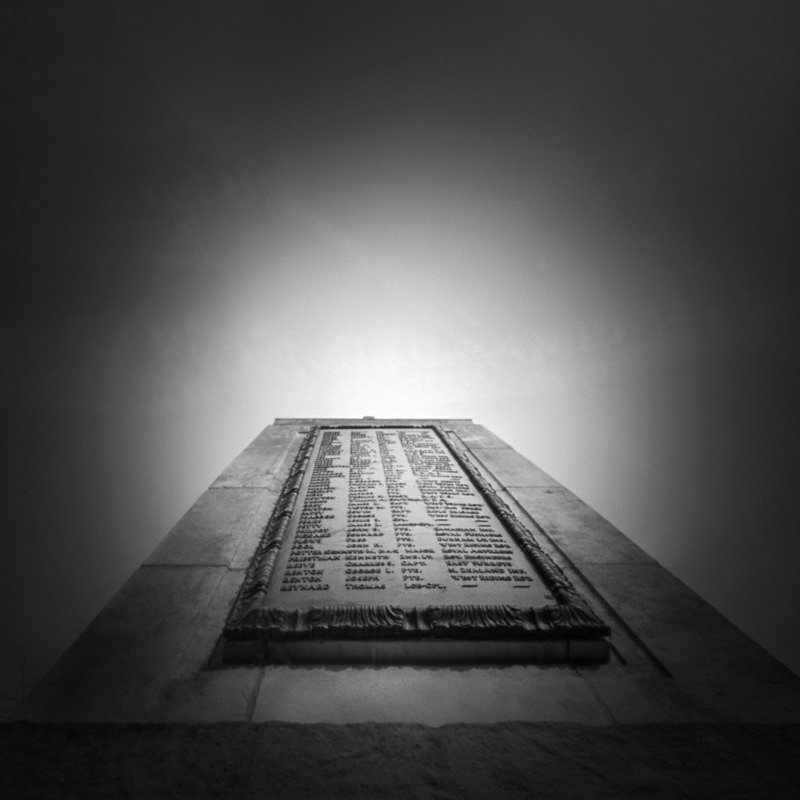 Black and White Photograph of the war memorial in Ilkley