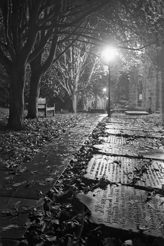 Otley Church path and Tombstones - Otley and Ilkley at Night