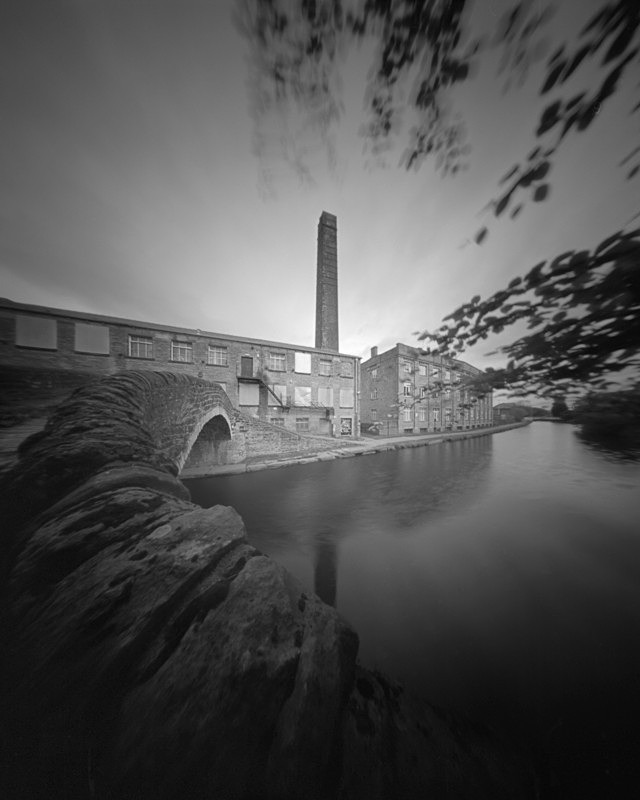 Dockfield Mill (4x5 pinhole camera) - Salts Mill and Leeds-Liverpool Canal