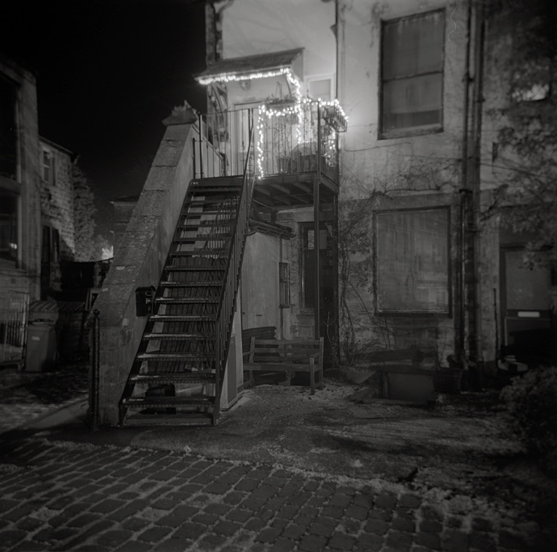 Black and White Photograph of a Street in Ikley West Yorkshire