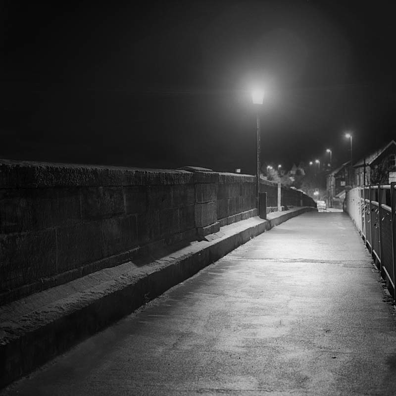 Otley Bridge with Cantilevered Footbridge (square format) - Otley and Ilkley at Night