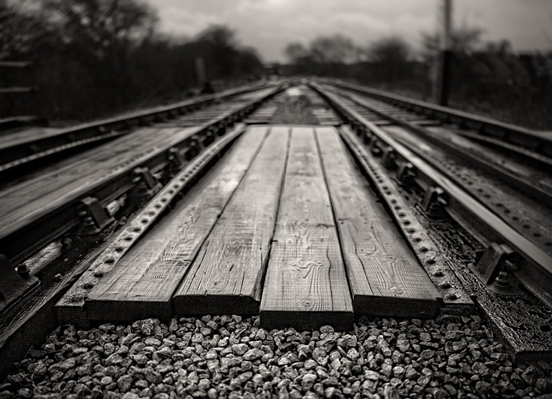Black and White Photograph of Embsay Railway Track - Abstract & Still Life