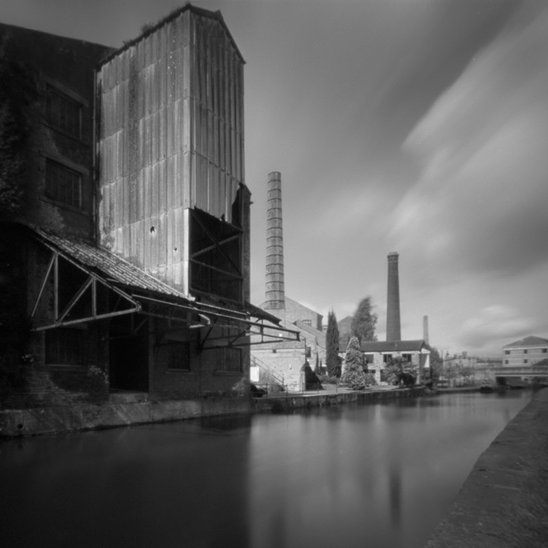 3 Chimneys Saltaire (square format) - Salts Mill and Leeds-Liverpool Canal