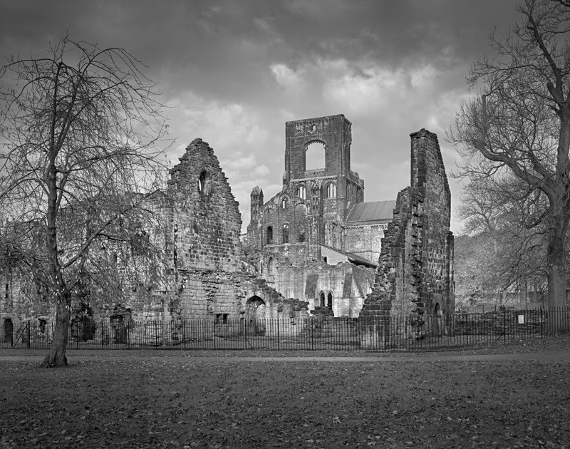 Black and White Photograpth of Kirkstall Abbey Ruins - Architecture