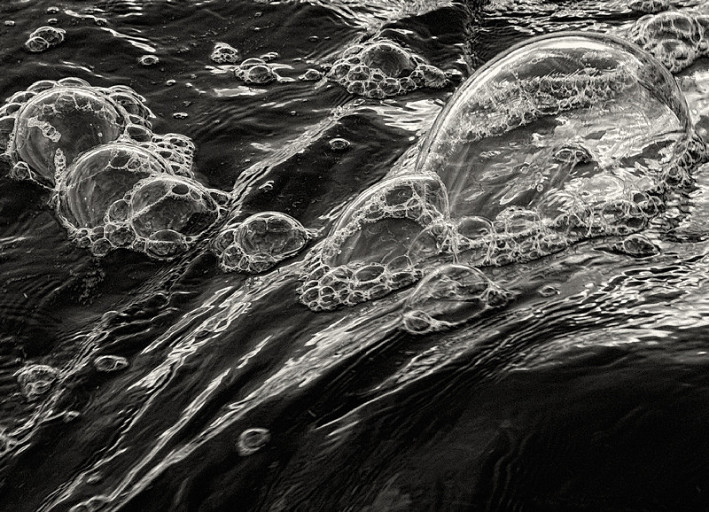 Water Bubbles Abstract in Black and White - Abstract & Still Life