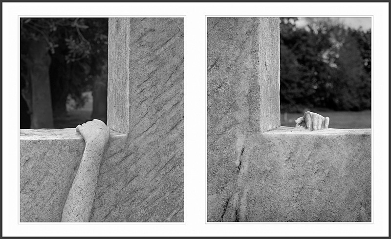 Hands on Grave Stone Diptych Otley Cemetary - Abstract & Still Life