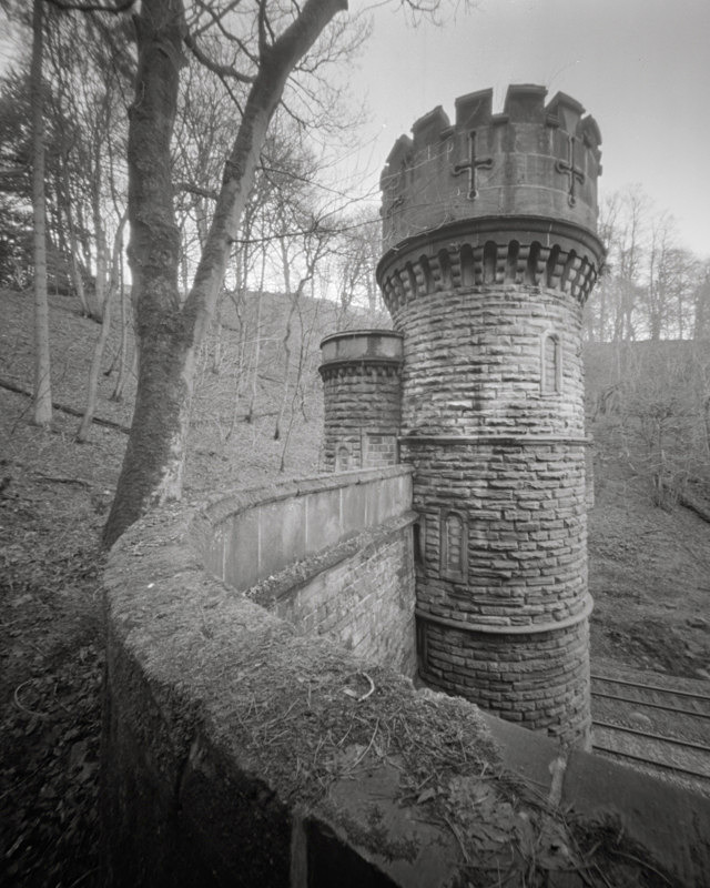 Black and White Photograph of Bramhope Tunnel Wall and Turrets Zeroimage 45 - Bridges & Tunnels