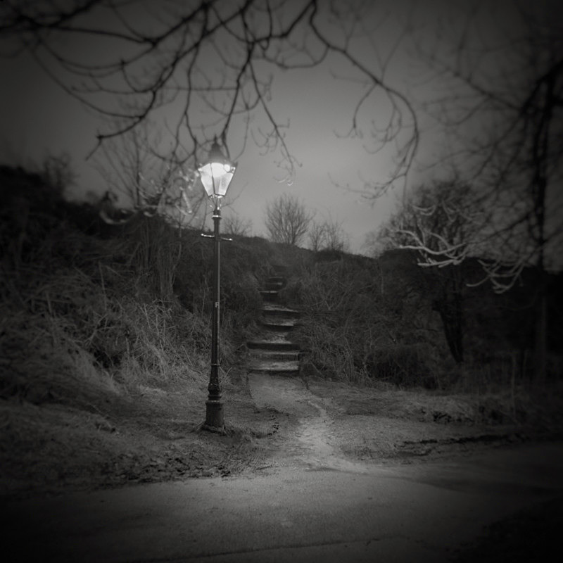 Black and white Photograpth of the The Tarn Path Ilkley