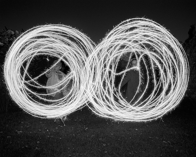 Firework Light Trails in Black and White - Abstract & Still Life