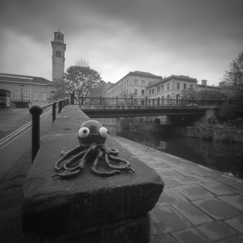 Canal Entrance at Salts Mill (square format) - Salts Mill and Leeds-Liverpool Canal