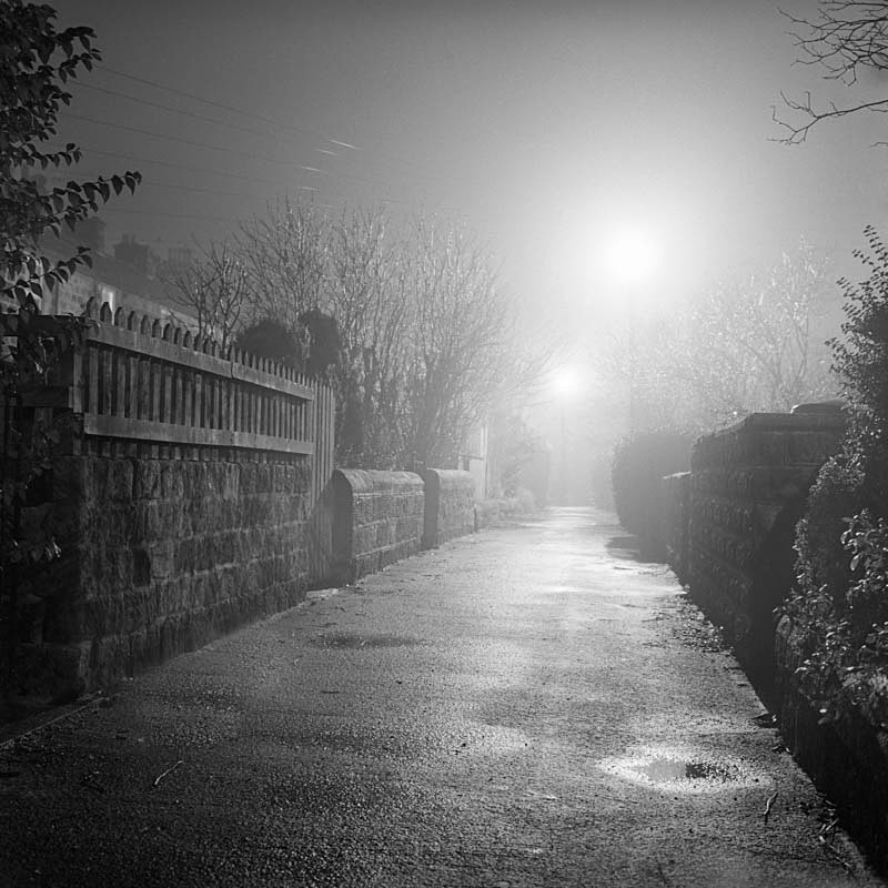 Mount Pisgah Otley, Misty Night (square format) - Otley and Ilkley at Night