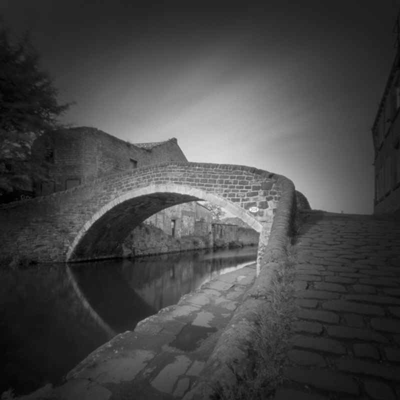 Old Bridge 206 Dockfield Mills (square format) - Salts Mill and Leeds-Liverpool Canal
