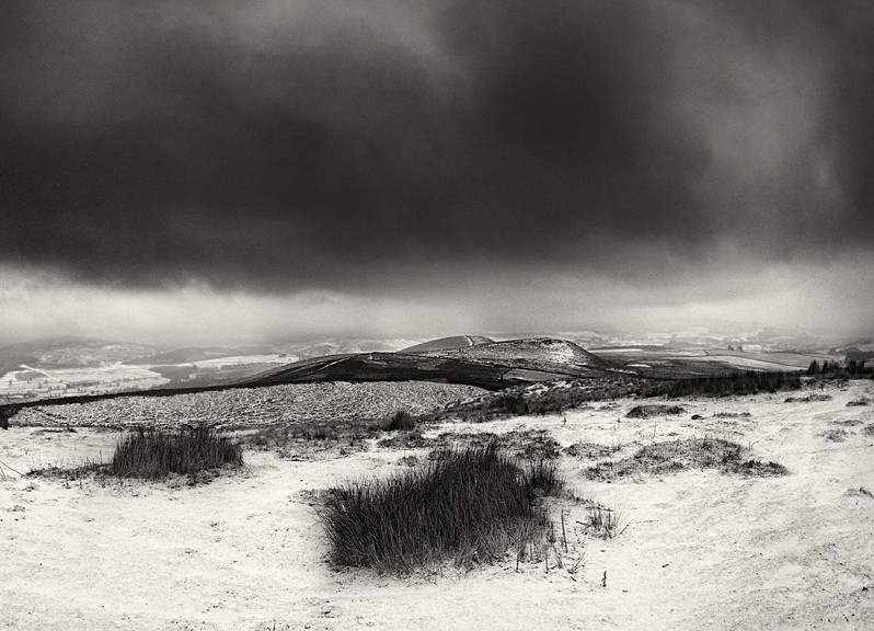 Winter Black and White Photograph of Bardon Moor