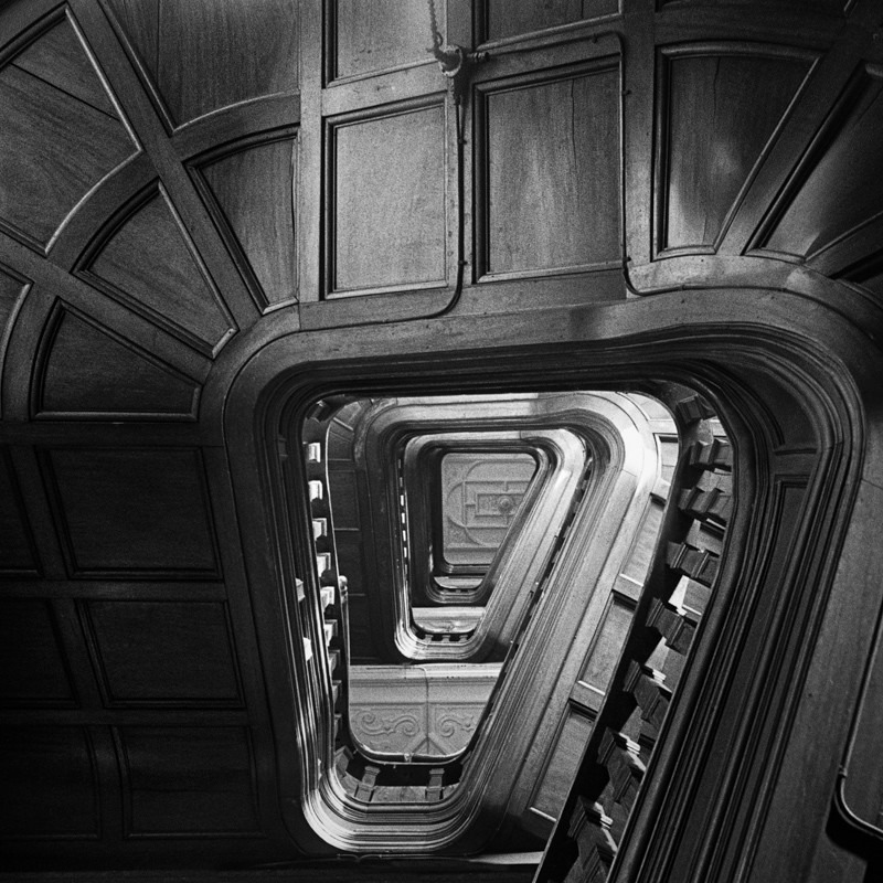 Black and White Photograph of Staircase in Leeds Market - Abstract & Still Life