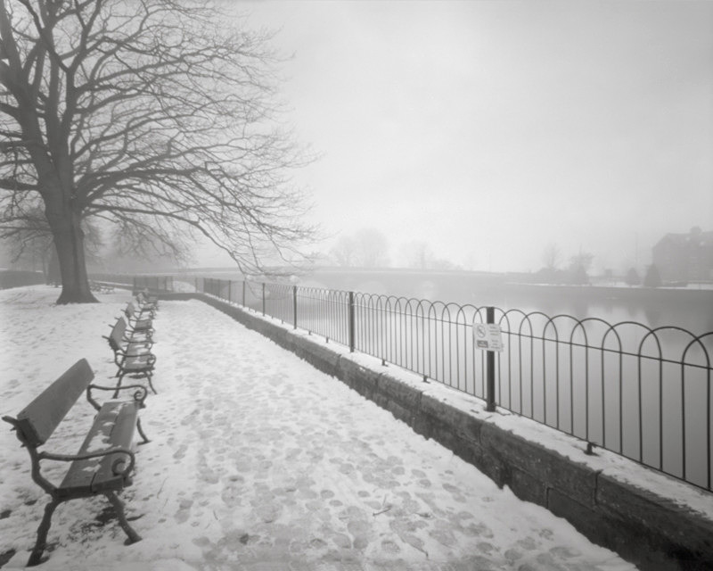View to Bridge over River Wharfe in Otley Pinhole Photograph - Trees, Fields and Landscapes