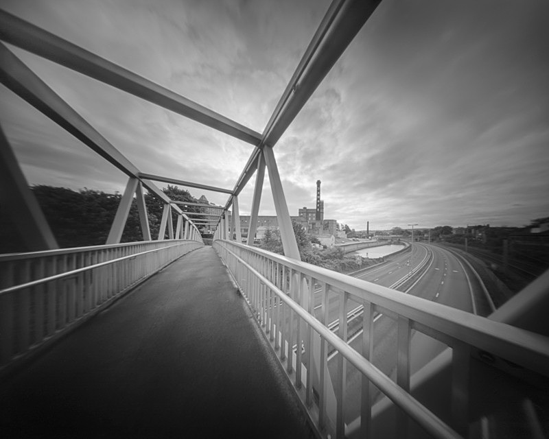 Bridge and Damart Mill Bingley (4x5 pinhole camera) - Salts Mill and Leeds-Liverpool Canal