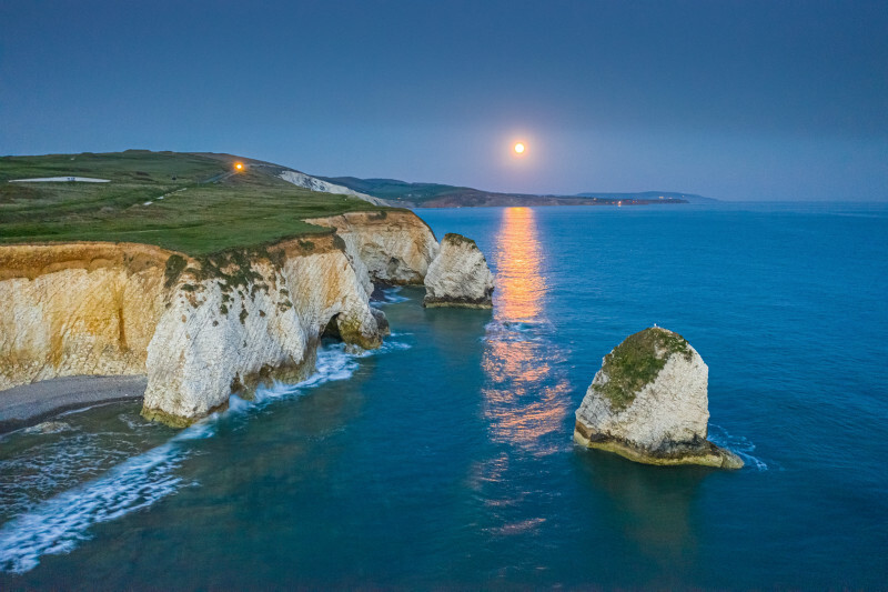 z3614 Freshwater Bay Moonrise - 'Aerial Visions Photography' showing the beautiful IOW from the air