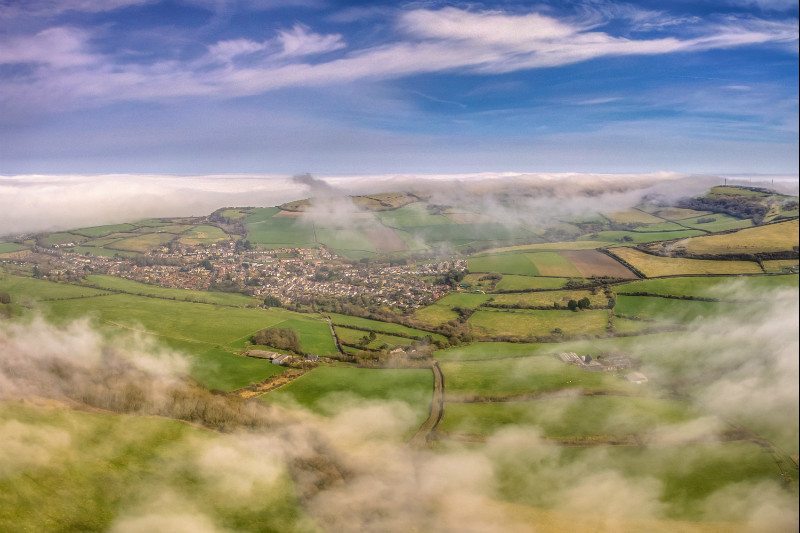 z3264 Clearing Fog over Wroxall and Beyond - 'Aerial Visions Photography' showing the beautiful IOW from the air